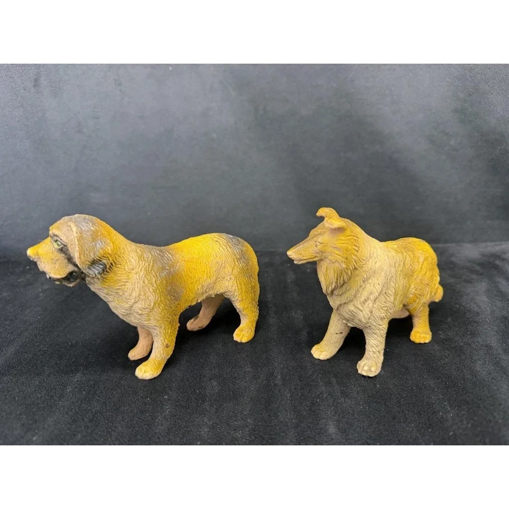 Imperial Toy Corp Rubber Dogs St. Bernard & Collie Hong Kong 1974 Vintage Toys